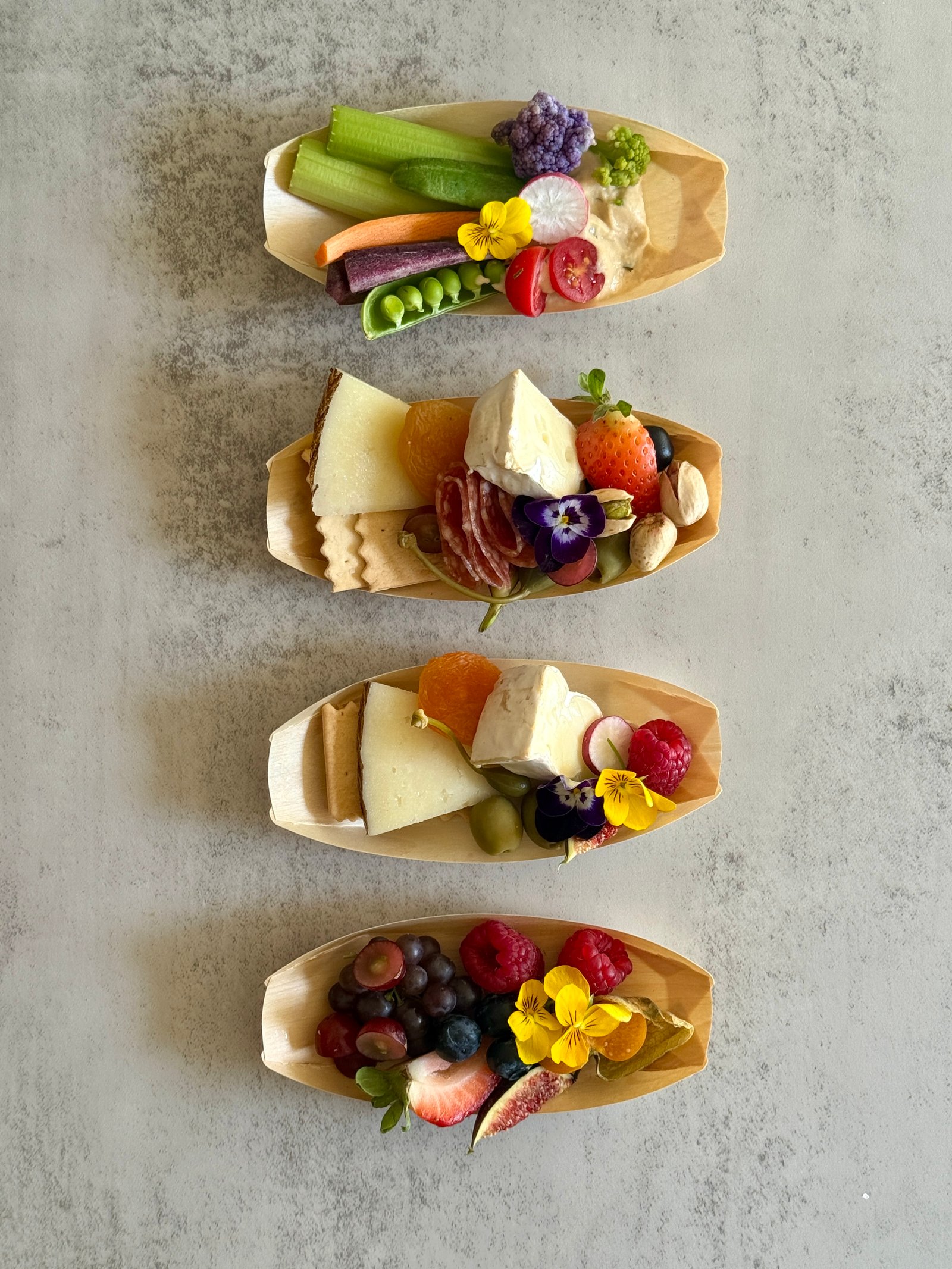 Individual charcuterie boats for events
