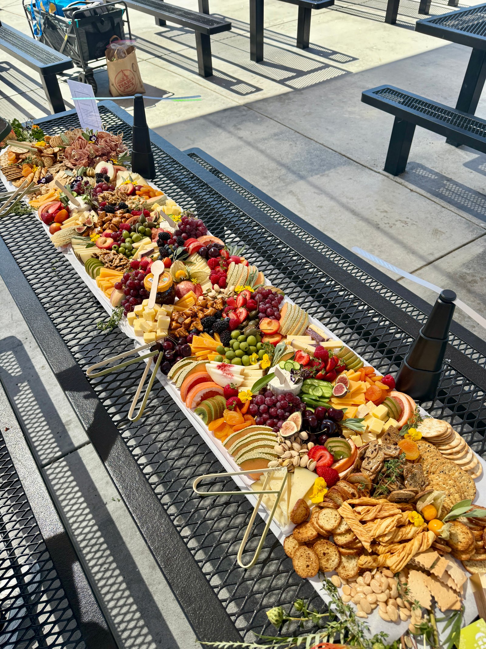 Elegant door display with charcuterie arrangements