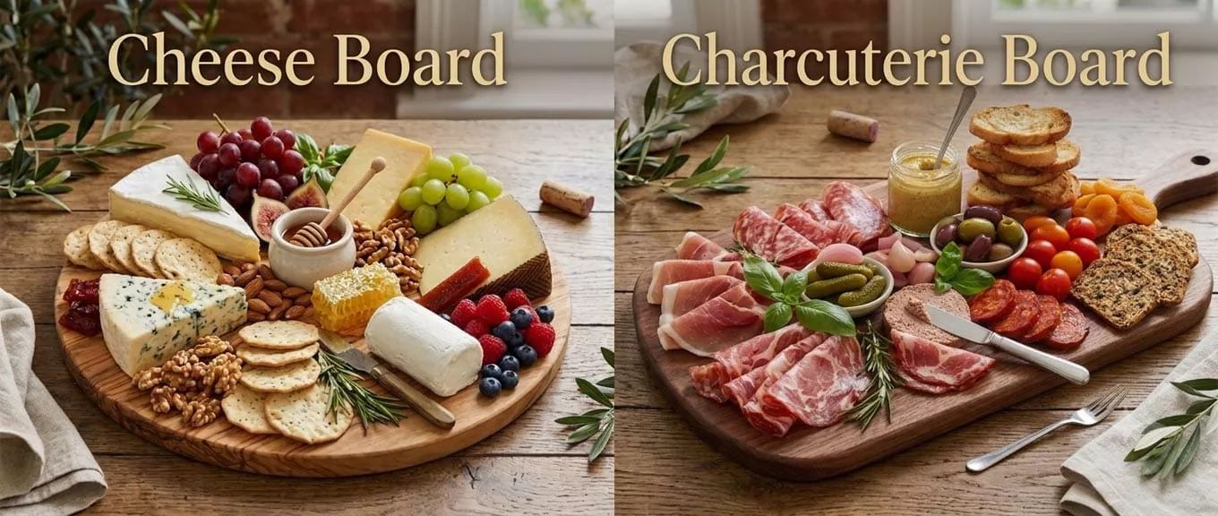 Cheese board vs charcuterie board