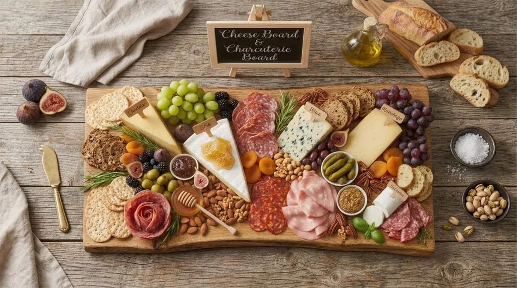 Combine cheese and charcuterie board