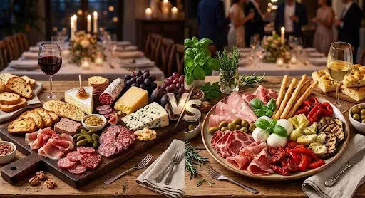Charcuterie vs antipasto appetizer comparison