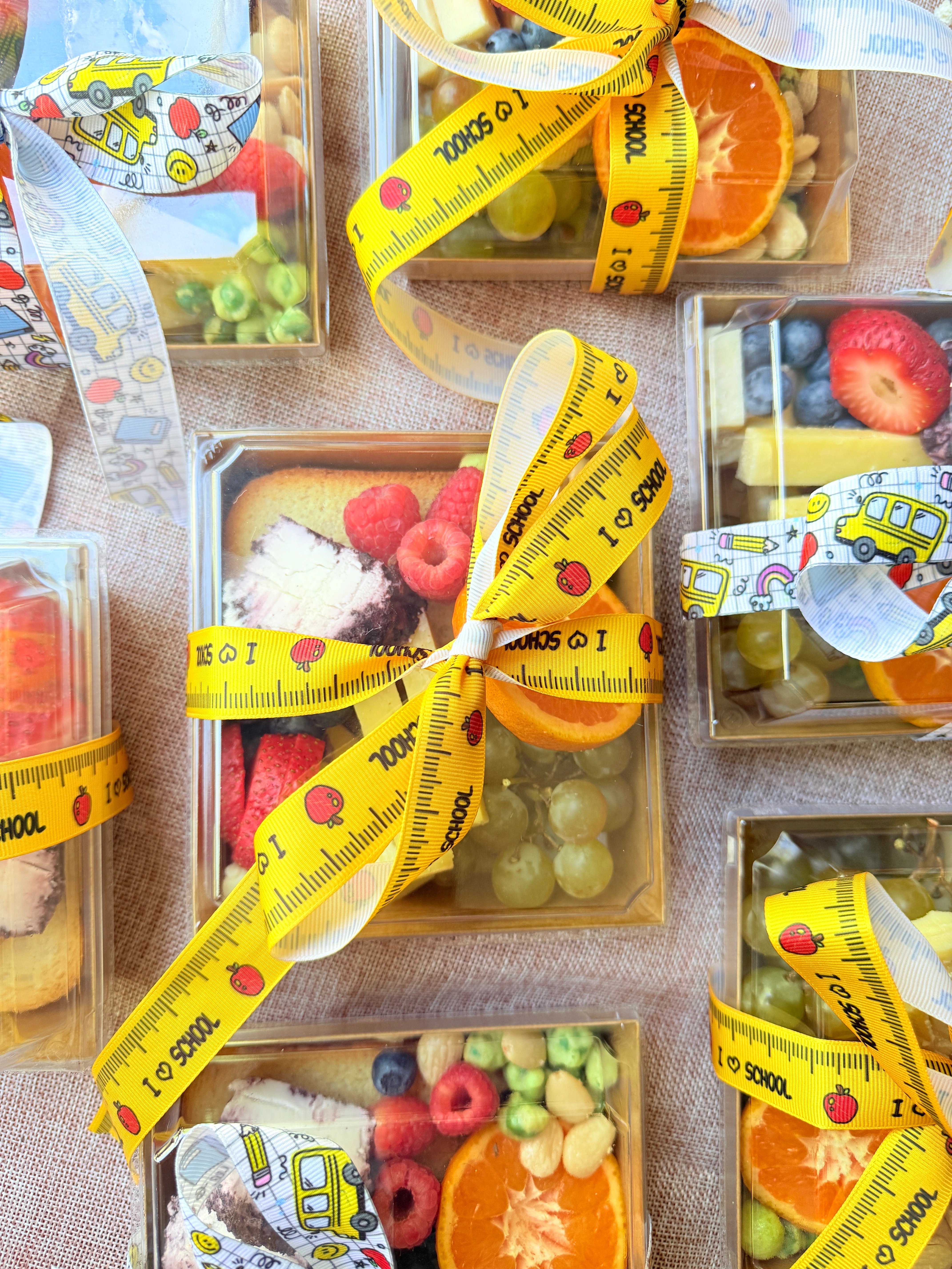 Mini charcuterie boxes spread